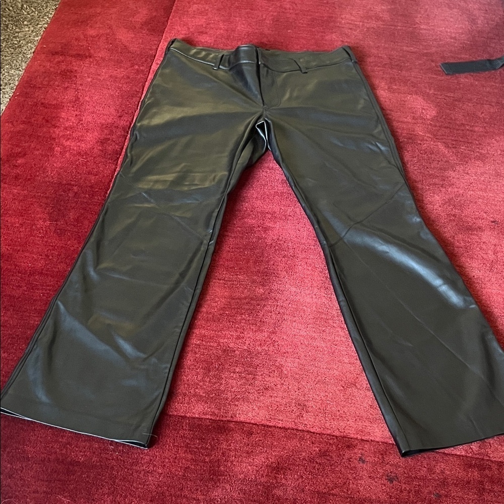 Free People Vegan Leather Flare Pants Black - Picture 2 of 14